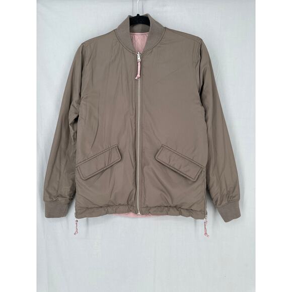 Abercrombie Fitch Jacket Womens XS Brown Pink Quilted Bomber Zip Reversible - Picture 4 of 10